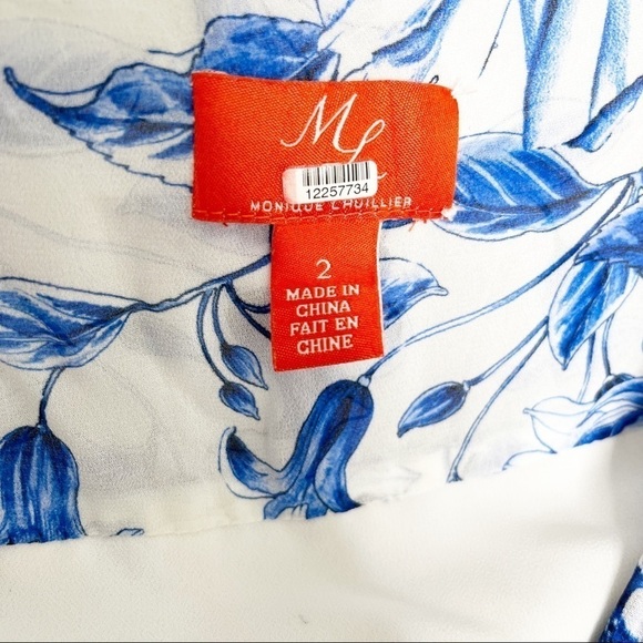 ML Monique Lhuillier White Floral Wrap Dress Bridesmaids Bridal Size 2 - Picture 7 of 11